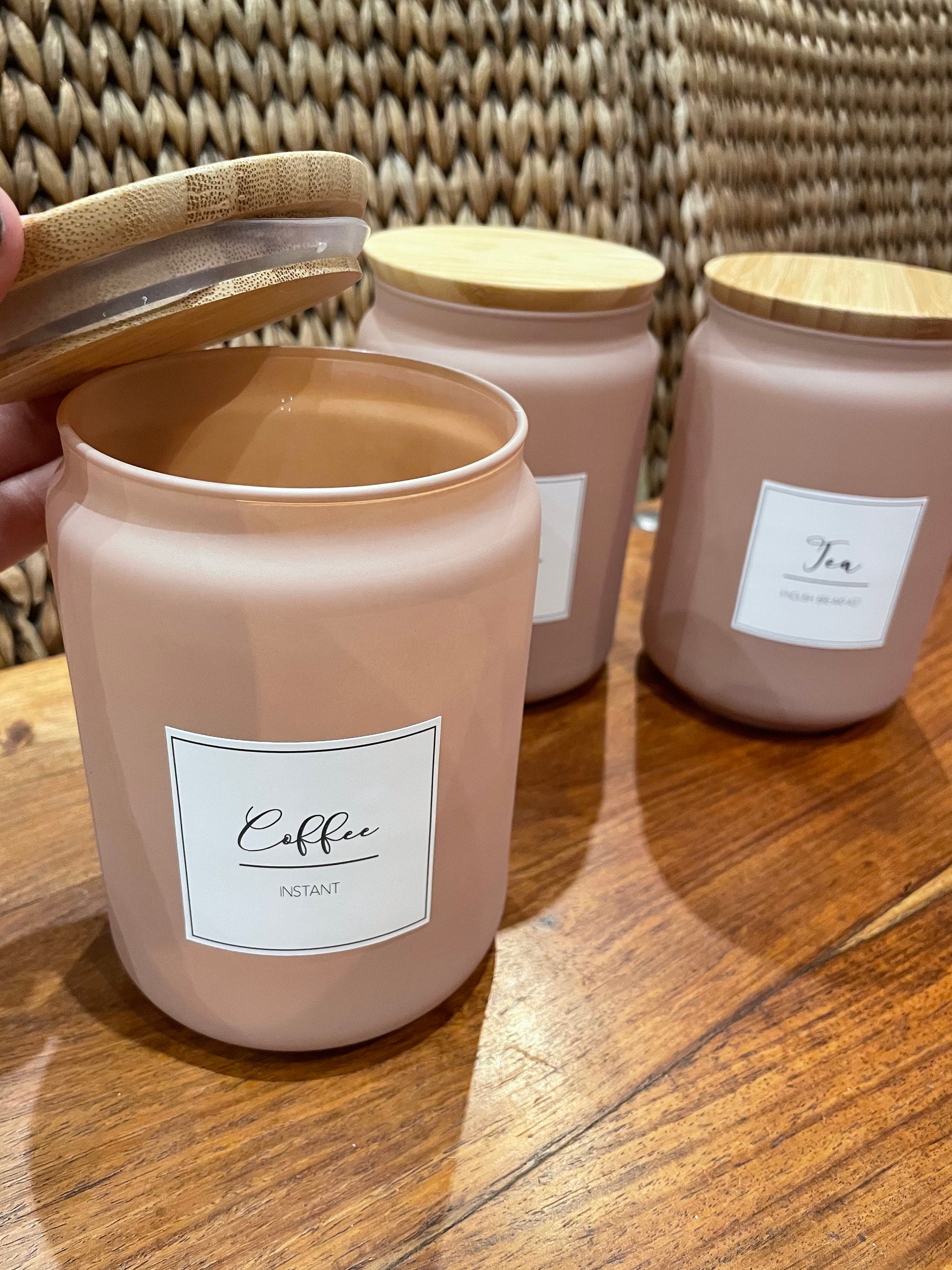 Personalised Glass Canister with bamboo lid.Black Canister Etsy