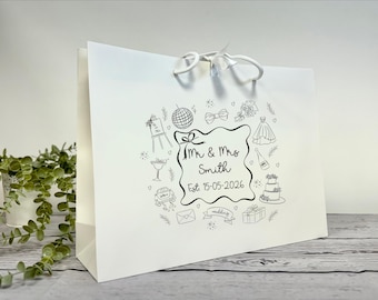 Personalised Wedding Gift Bag - Luxury Wedding Bag - Bridal Doodles - Wedding Thank You - Party Favour Bag