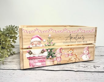 Personalised Christmas Eve Crate - Christmas Eve Box - Christmas Eve - Personalised Box - Personalised Crate - North Pole Pink Santa Chimney