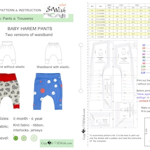 Baby Harem Pants Sewing Patterns, PDF Sewing Patterns for Boys and for ...