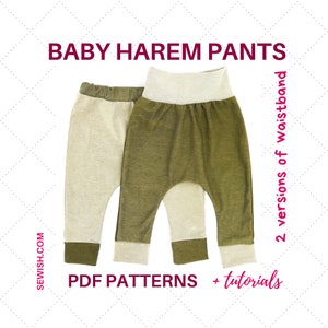 Baby Harem Pants Sewing Patterns, PDF Sewing Patterns for Boys and for Girls, Instant Download Sewing Pattern pdf, Sizes 0Month - 6 YEARS