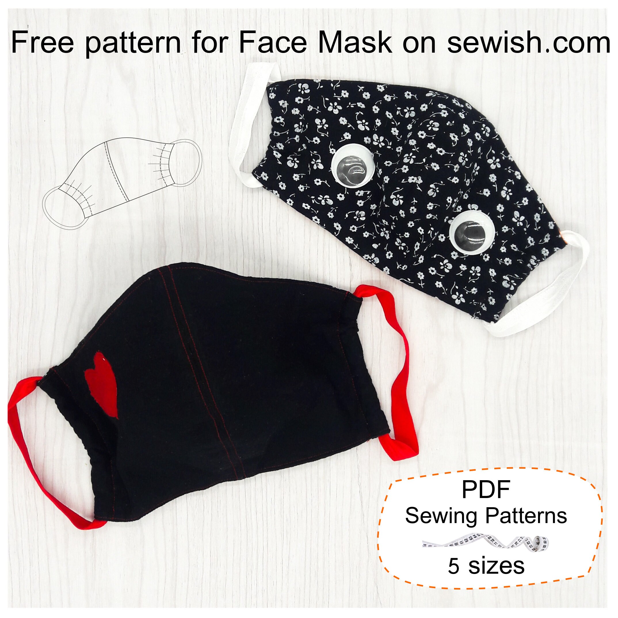 Pattern for Face Mask Face Mask PDF Sewing Pattern for Etsy