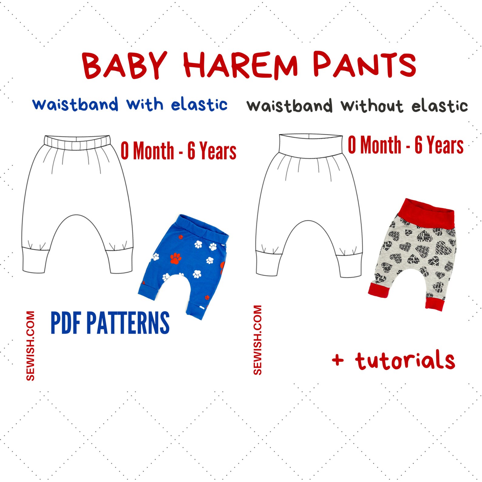Baby Harem Pants Sewing Patterns PDF Sewing Patterns for Boys Etsy