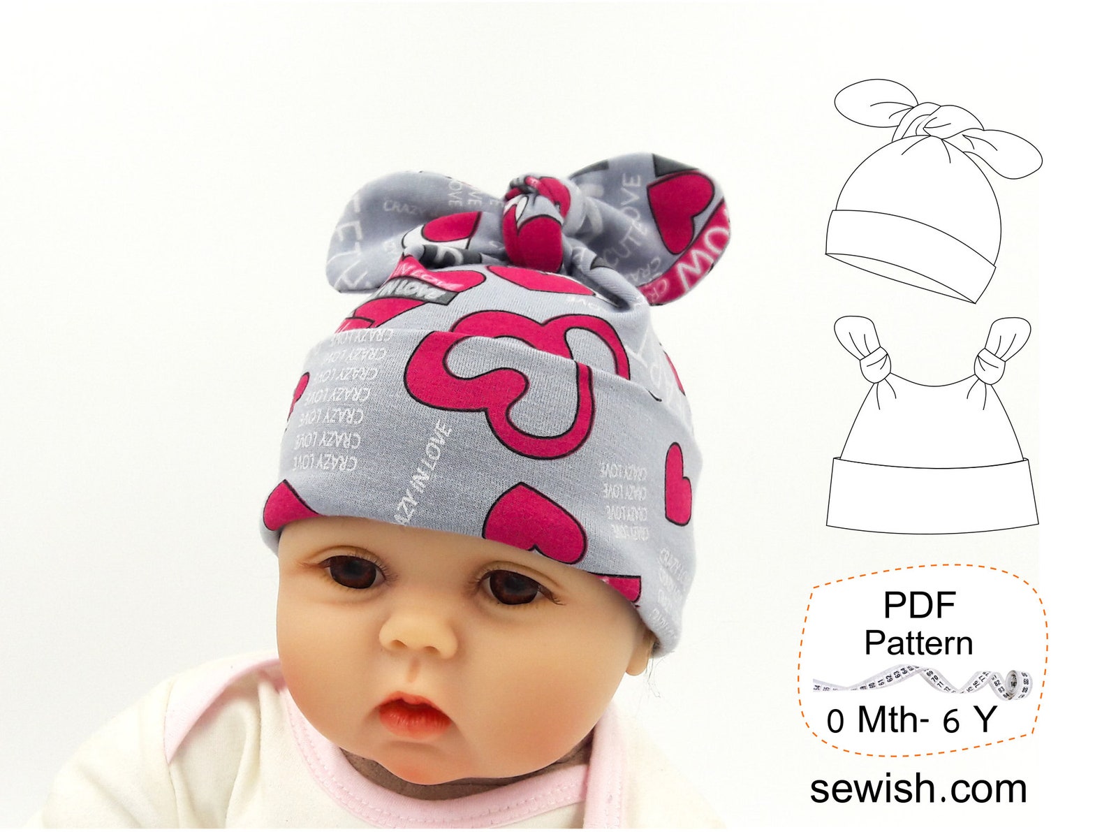 Baby Hat Sewing Patterns Topknot Baby Hat Sewing Pattern Etsy