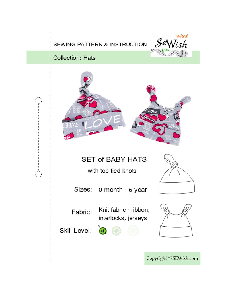 Baby Hat Sewing Patterns Top-knot Baby Hat Sewing Pattern - Etsy
