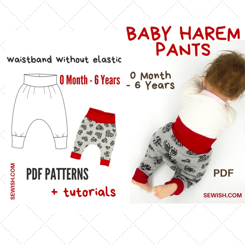 Baby Harem Pants Sewing Patterns PDF Sewing Patterns for Boys Etsy