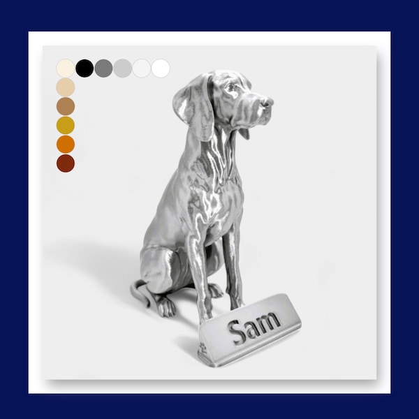 Estatua/adorno de perro Weimaraner: personalización personalizada, 11 colores mate y metálico.