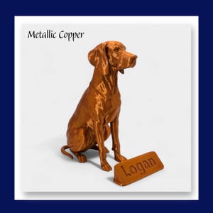 READY TO POST - Hungarian Vizsla Dog Statue/Ornament - Copper - Custom Personalisation