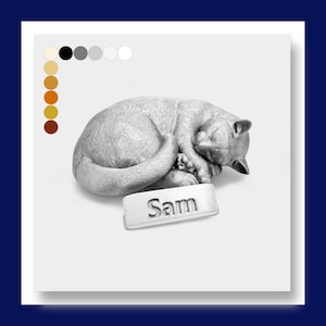 Sleeping Cat Statue/Ornament - Custom Personalisation - 10 Colours Matte & Metallic