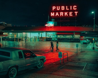 Pike Place Public Market Center Seattle Washington Photo Print / Seattle Art / City Art / Seattle Photos / Seattle Photography / Cinematic