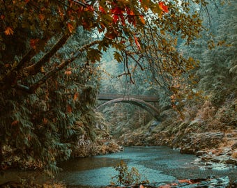 Autumn Bridge in Washington Photo / Washington Print / Washington Photography / Photo Print / Wall Decor / Wall Art