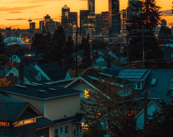 Seattle Skyline Cityscape Photography / Seattle Art / Seattle Photo Print / Seattle Landscape / Pacific Northwest / Downtown Seattle