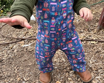 Handmade 100% Cotton Overalls in Size 12-18 Months Animals, Vintage, Parrots, Beetles and More