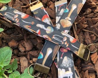Handmade MUSHROOM Fungi Wristlet Keychain Landyards