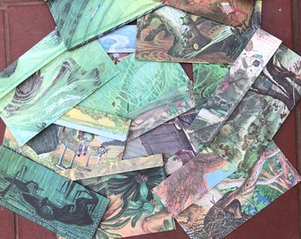Set of 6 Snapping Turtle Themed Book Pages Recylced Paper Hand Sewn Envelopes. Vintage Ephemera Stationery.