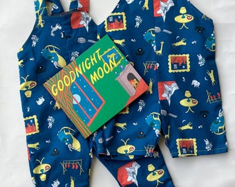 GOODNIGHT MOON Organic Cotton 100% Handmade Baby and Toddler Overalls
