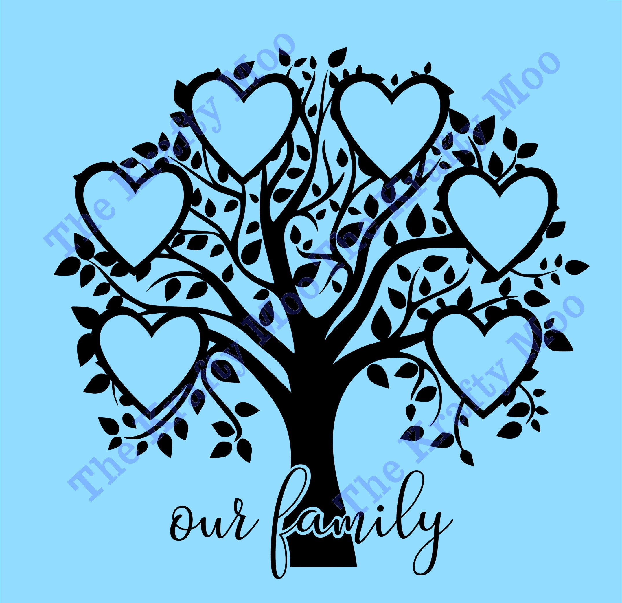 Download Svg Cutting File Family Tree Six Names Vinyl Card Transfer Etsy