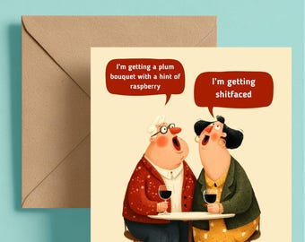Tarjeta de cata de vinos divertida: "Me estoy emborrachando" Humor grosero