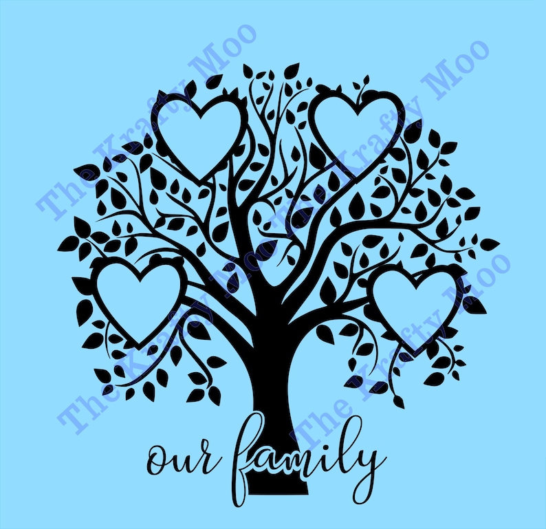 SVG Cutting File Family Tree Four Names Vinyl Card Transfer Etsy