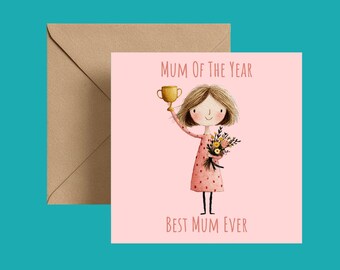Mum Of The Year Card – Mother’s Day Greeting – Modern Square Design
