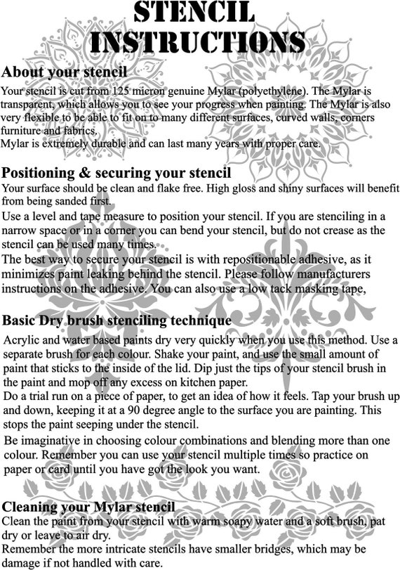 STENCIL MYLAR REUSABLE SHABBY CHIC VINTAGE FABRIC FURNITURE WALLART AIRBRUSH 03