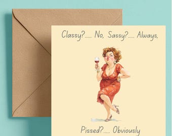 Funny Sarcastic Wine Lover Card: Sassy Birthday Humor