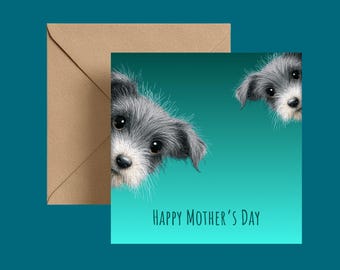 Happy Mother's Day Card – Adorable Peeking Puppies for Dog Lovers