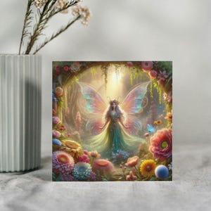 Fairy Greeting Card – Fantasy Art Card – Blank Inside – Forest Fairy Illustration – 125mm – UK Made – Enchanted Gift Card
