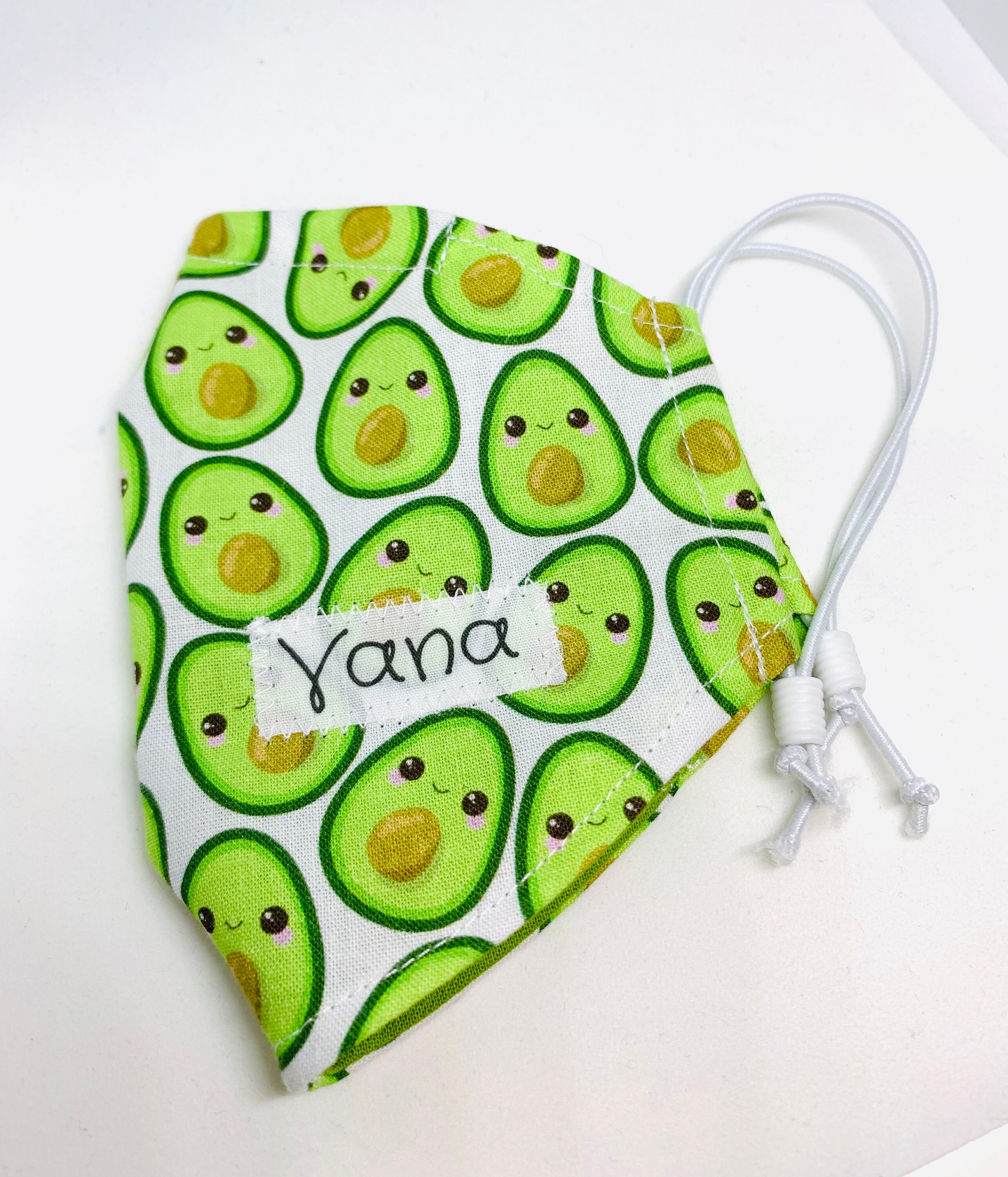 Avocado Print Personalized Name Label Face Mask With Filter Pocket Adjustable Round Elastic Nose Wire Breathable Kids Men S Women And Teen