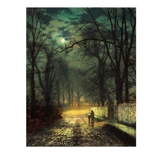 Pintura de noche melancólica. Pintura a la luz de la luna. Pintura nocturna. Impresión de la luna. Póster a la luz de la luna. Remasterizado. Sin marco.