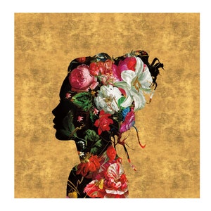 Floral Woman Art Print: Rose Head Poster