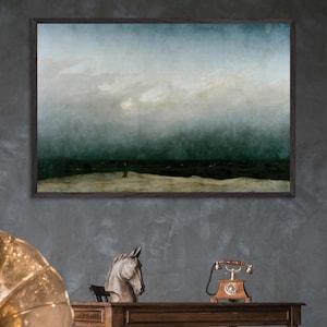 Monk By The Sea Print: Dark Ocean, Moody Nautical Art