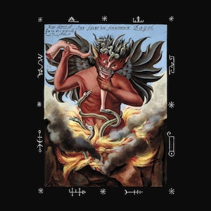 Arte oculto, el príncipe de las tinieblas. Adoración al diablo, demonología, póster de demonios. Invocación, Lucifer, impresión de demonios. Impresión de póster de arte oscuro.