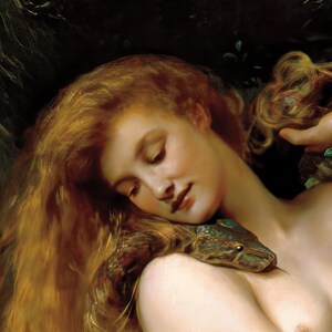 Lilith by John Collier.  Detail. Art Print Poster. Divine Feminine Goddess Art Print. Remastered. Unframed