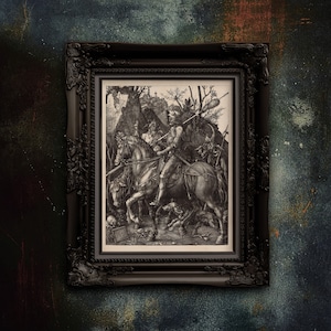 Cavaliere, Morte e Diavolo. Stampa di Albrecht Dürer. Stampa artistica di Albrecht Dürer. Arte murale. Incisione su legno. Stampa artistica premium. Senza cornice