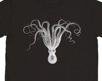 Vintage Oktopus Illustration T-shirt: Unisex Rundhals T-Shirt