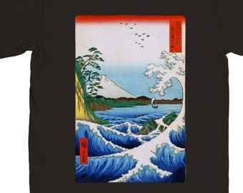 Hiroshige Utagawa Seascape in Satta Japanese t shirt. Classic Unisex Crewneck T-shirt