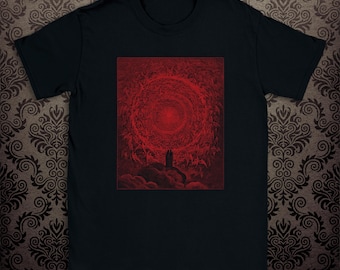 Gustave Doré Divine Comedy T-Shirt | Gothic Occult Paradise Tee. Red Edition Unisex Crewneck T-Shirt