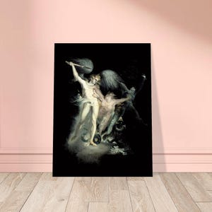 Satan & Death Occult Art Print | Goth Fantasy Poster | Vintage Satanic Wall Art Gift | John Henry Fuseli Print | Dark Academia Decor