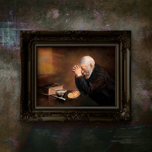 Grace by Eric Enstrom. Man Praying Over Bread Art. Print. Christian Wall Art Print. Vintage Inspired Wall Décor. Christmas Gift. Unframed