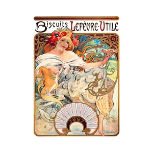 Alphonse Mucha Biscuits Print: Vintage Art Nouveau Poster