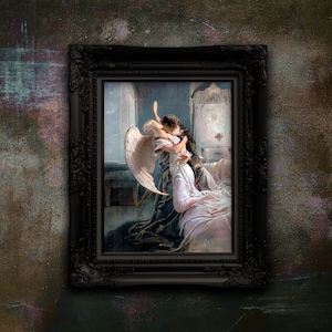 Impression d&#39;art rencontre romantique Mihály Zichy : peinture vintage ange