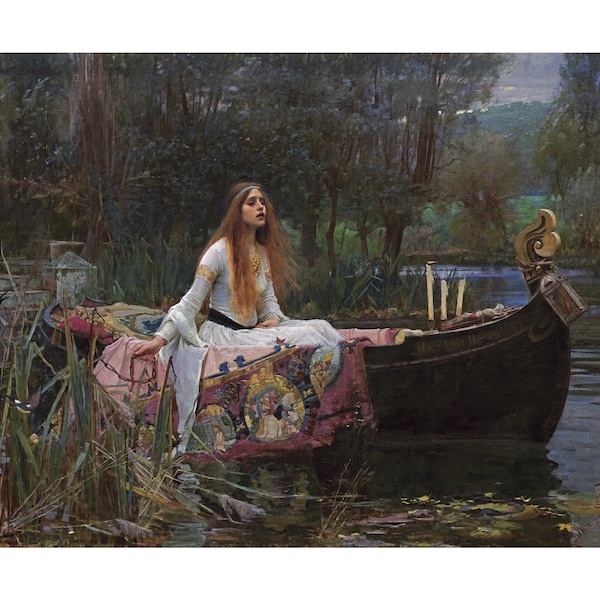 Lady Of Shalott by John Waterhouse. Waterhouse Painting. Pre-Raphaelite Painting. Fine Art Print. Premium Matte Paper Poster