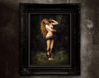 Lilith Print. John Collier Lilith Print. Gothic Art Print Painting Reproduction. Vintage Poster Wall Décor. Digitally Restored Unframed