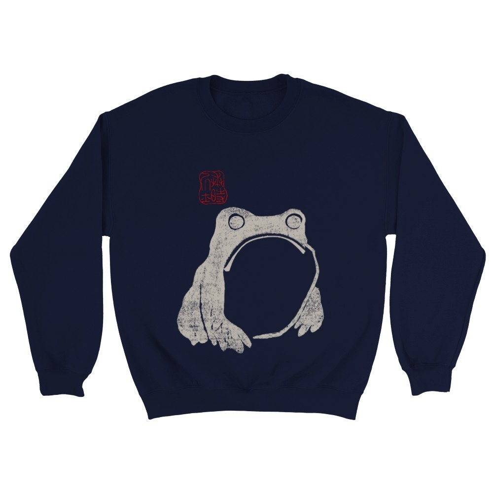 Matsumoto Hoji Unimpressed Frog Sweatshirt. Grumpy Frog Art