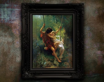 Pierre-Auguste Cot Springtime Print: Romantic Lovers Art, Dark Academia Decor (UNFRAMED)