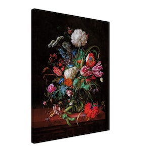 Dutch Floral Oil Painting Canvas Print: Modern Home Decor