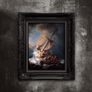Rembrandt Van Rijn - Cristo en la tormenta en el mar de Galilea. Impresión artística remasterizada - Póster de papel mate premium.