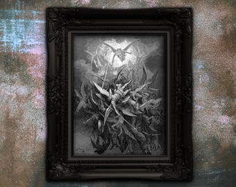 Almighty Power Gustave Dore Poster, Paradise Lost Art Print, Dark Academia Wall Decor, Classical Literature Illustration, Fine Art Print