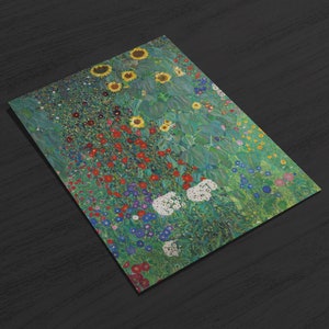 May include: A rectangular art print featuring a colorful floral landscape painting. The artwork showcases sunflowers, red poppies, and various other flowers in a vibrant, impressionistic style, set against a green background.